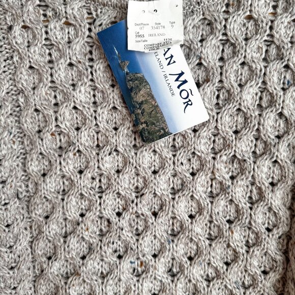Aran Mor Oatmeal Beige Cable knit Fisherman Sweater L - Picture 2 of 6